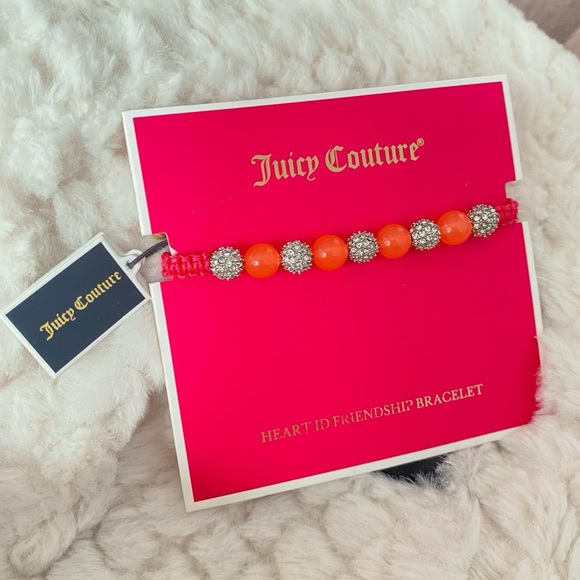 Juicy Couture Orange Silver Crystal Beads Friendship Adjustable Bracelet NWT - Picture 8 of 13